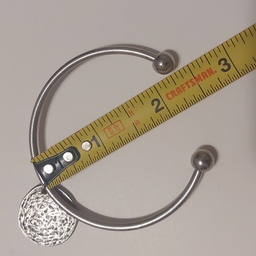 Silver Tone Starter Charm Cuff Bracelet With Pewter Tone Letter W Monogram Charm - Picture 7 of 7
